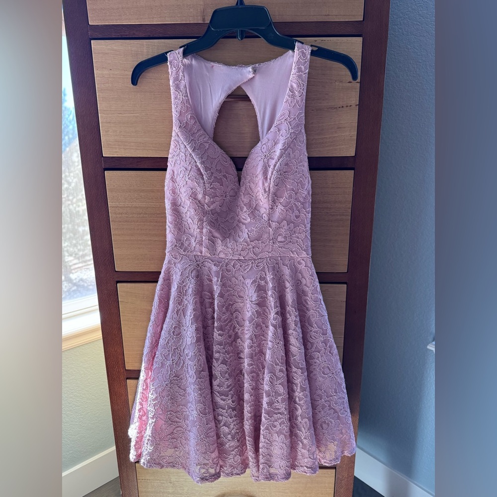 B Darlin Blush Lace Dress